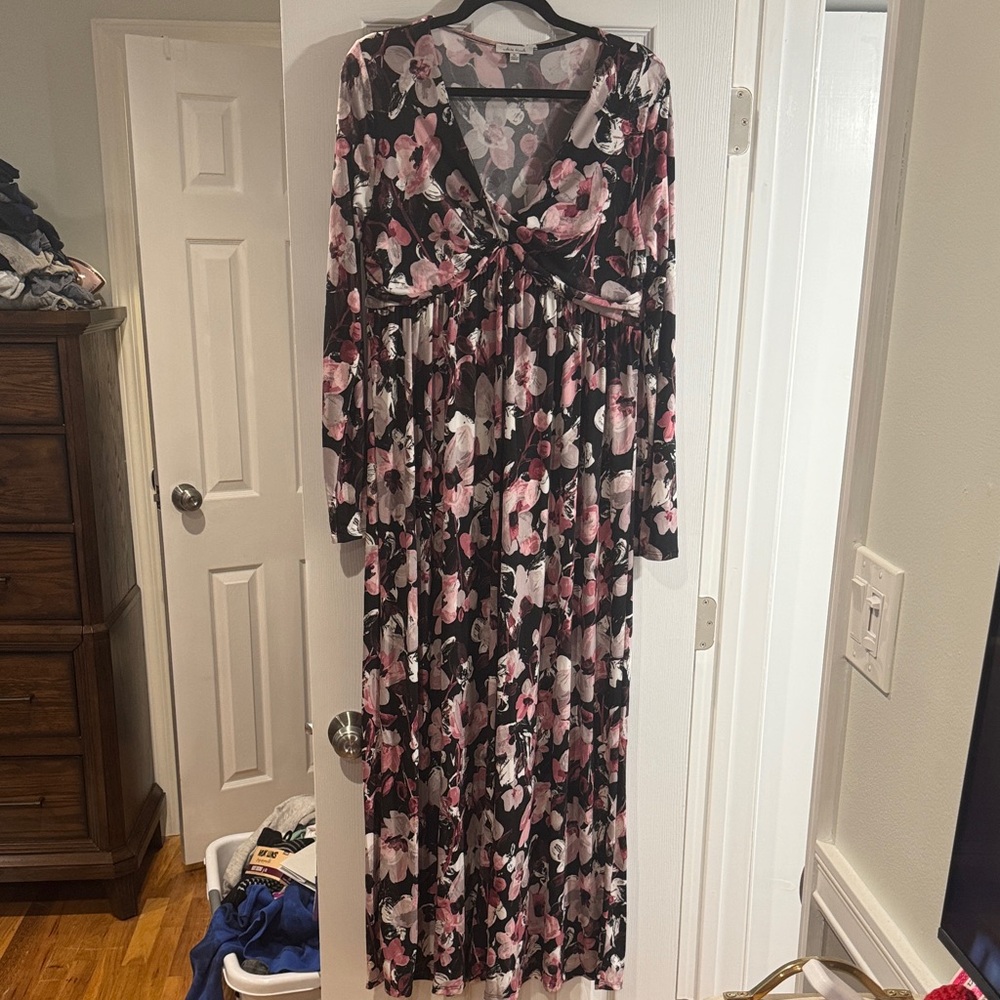 White Birch Floral Long Sleeve Dress